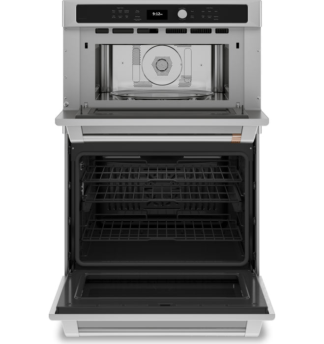 Cafe 30\" 6.7 Cu. Ft. Electric Wall Oven with Combination Double Wall Oven with True Convection - Stainless - CTC912P2NS1