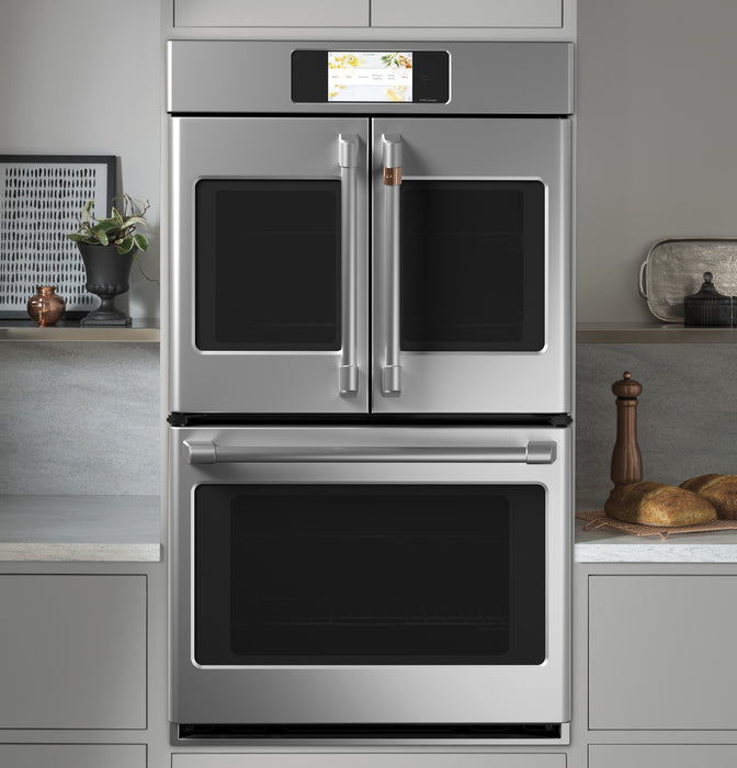 Cafe 30\" 10 Cu. Ft. Electric Double Wall Oven with True European Convection - Stainless - CTD90FP2NS1