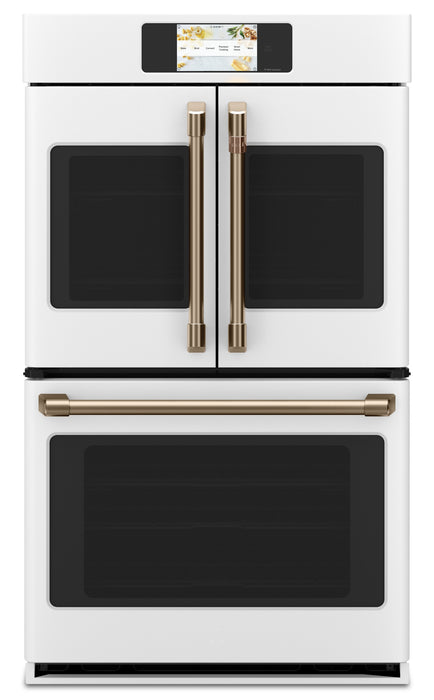 Cafe 30\" 10 Cu. Ft. Electric Double Wall Oven with True European Convection - Matte White - CTD90FP4NW2