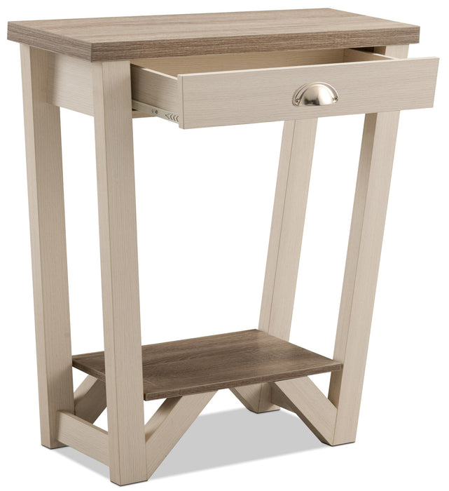 Arika 31\" Modern End Table with Storage and Shelf - Ivory 