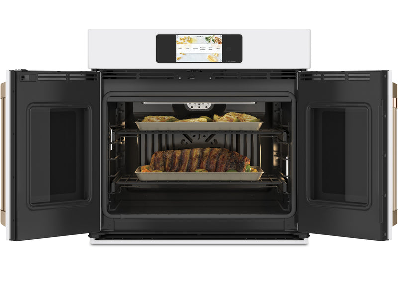 Cafe 30\" 5 Cu. Ft. Electric Wall Oven with True European Convection French Door - Matte White - CTS90FP4NW2