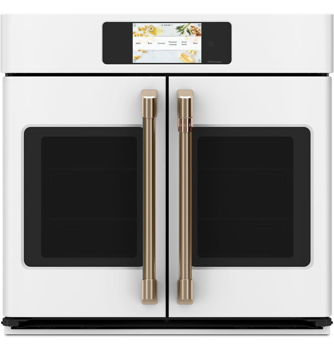 Cafe 30\" 5 Cu. Ft. Electric Wall Oven with True European Convection French Door - Matte White - CTS90FP4NW2