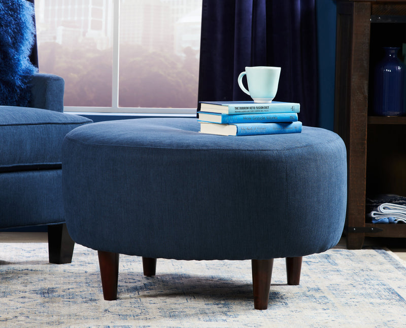 Made in Canada Customizable Sofa Lab The Curve 31\" Linen-Look Fabric Ottoman - Pax Navy Blue