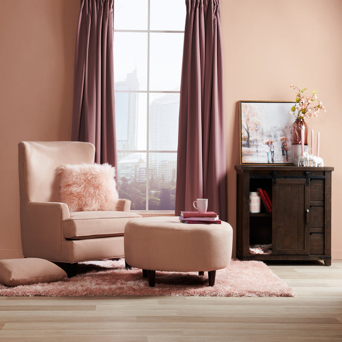 Made in Canada Customizable Sofa Lab The Curve 31\" Linen-Look Fabric Ottoman - Pax Rose Pink