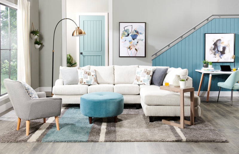 Made in Canada Customizable Sofa Lab The Curve 31\" Velvet Fabric Ottoman - Sea Blue