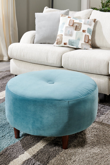 Made in Canada Customizable Sofa Lab The Curve 31\" Velvet Fabric Ottoman - Sea Blue