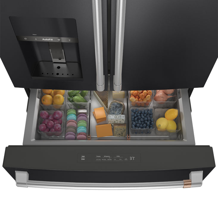 Cafe 36\" 27.8 Cu. Ft. French-Door Refrigerator - Matte Black - CVE28DP3ND1