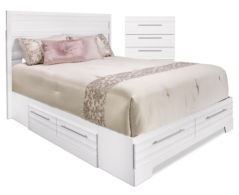 Olivia 4-Piece Full Storage Bed and Chest Package – White
