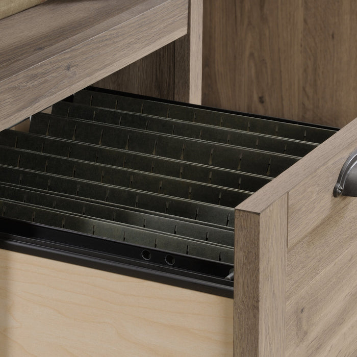 Davon 59.05\" Executive Office Desk with 2-Drawers & Cabinet - Salt Oak 