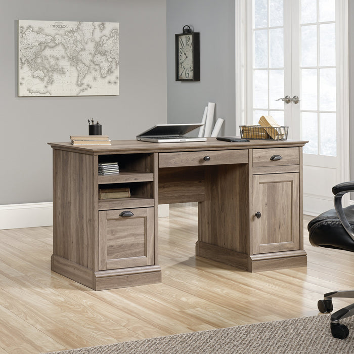 Davon 59.05\" Executive Office Desk with 2-Drawers & Cabinet - Salt Oak 