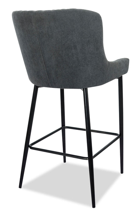 Demi Counter-Height Stool with Velvet-Like Fabric, Metal - Grey