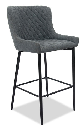 Demi Counter-Height Stool with Velvet-Like Fabric, 26"H, Metal - Grey 