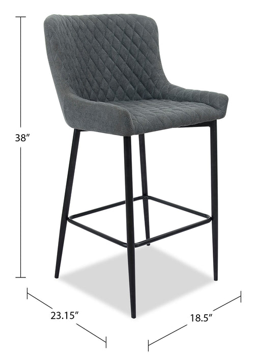 Demi Counter-Height Stool with Velvet-Like Fabric, Metal - Grey