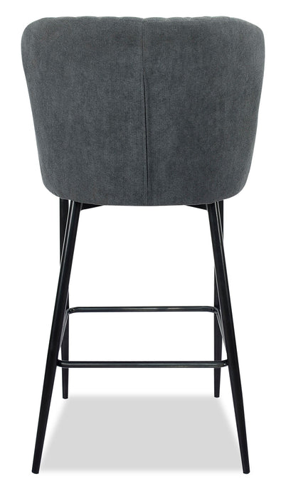 Demi Counter-Height Stool with Velvet-Like Fabric, Metal - Grey