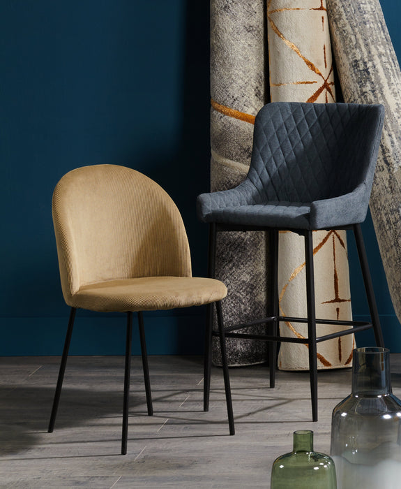 Demi Counter-Height Stool with Velvet-Like Fabric, Metal - Grey