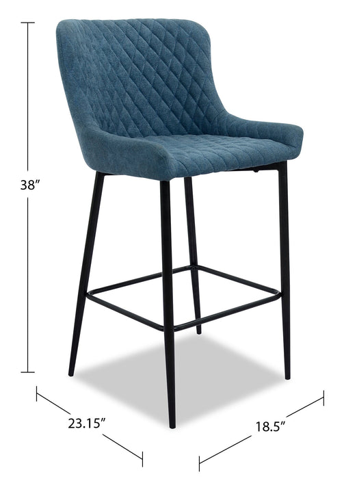 Demi Counter-Height Stool with Velvet-Like Fabric, Metal - Navy