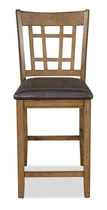 Dena Counter-Height Dining Chair with Vegan-Leather Fabric - Oak Brown