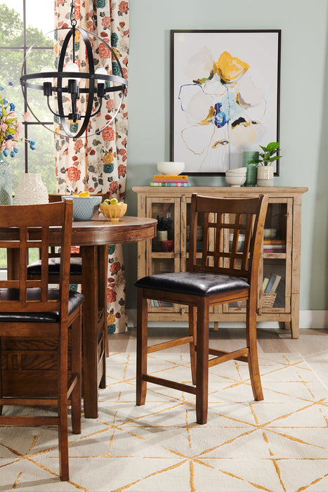 Dena Counter-Height Dining Chair with Vegan-Leather Fabric - Oak Brown