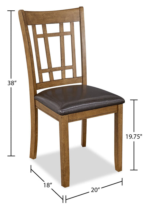 Dena Dining Chair with Vegan-Leather Fabric - Oak Brown