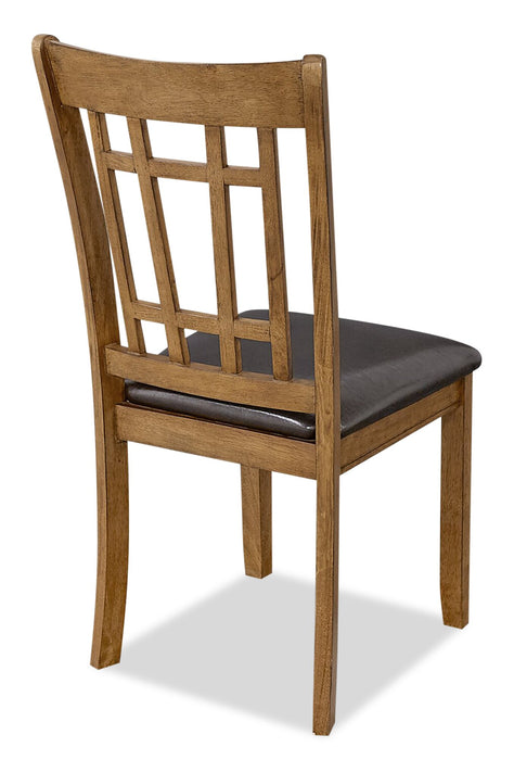Dena Dining Chair with Vegan-Leather Fabric - Oak Brown