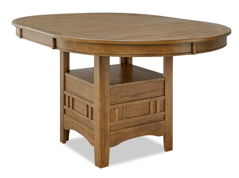 Dena Dining Table with 42-60\"W Extension, Round  - Oak Brown