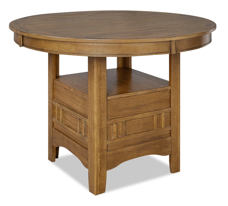 Dena Dining Table with 42-60\"W Extension, Round  - Oak Brown