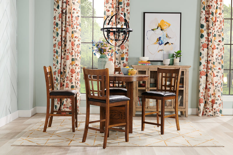 Dena Dining Table with 42-60\"W Extension, Round  - Oak Brown