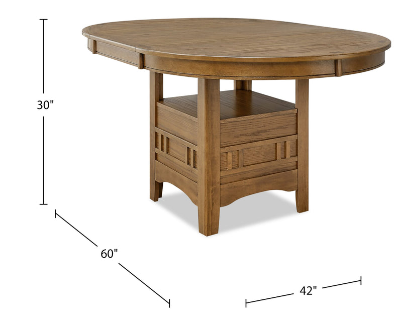 Dena Dining Table with 42-60\"W Extension, Round  - Oak Brown