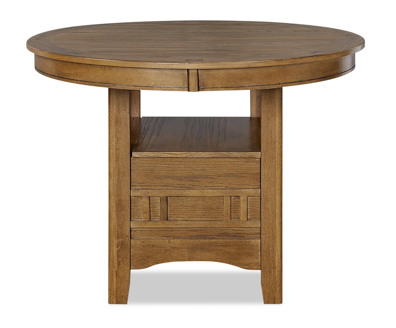 Dena Dining Table with 42-60\"W Extension, Round  - Oak Brown