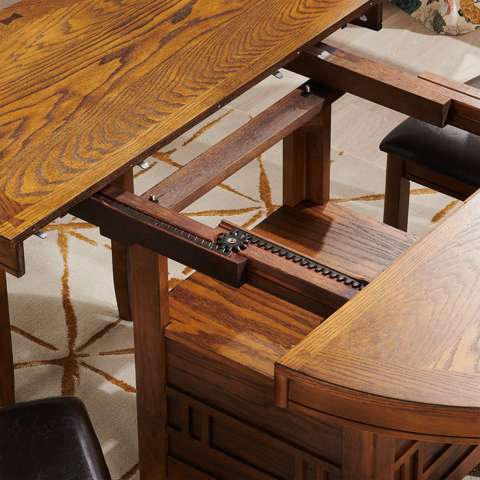 Dena Dining Table with 42-60\"W Extension, Round  - Oak Brown