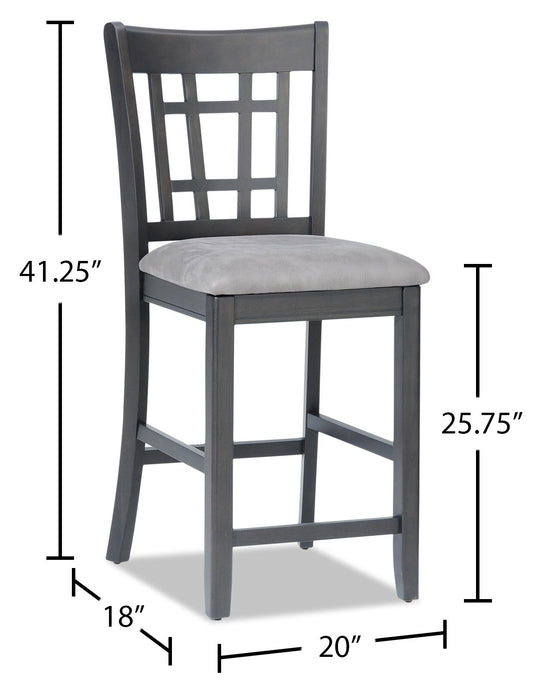 Dena Counter-Height Dining Chair with Vegan-Leather Fabric - Grey