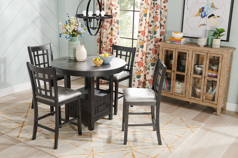 Dena Counter-Height Dining Table with 42-60\"W Extension, Round  - Grey