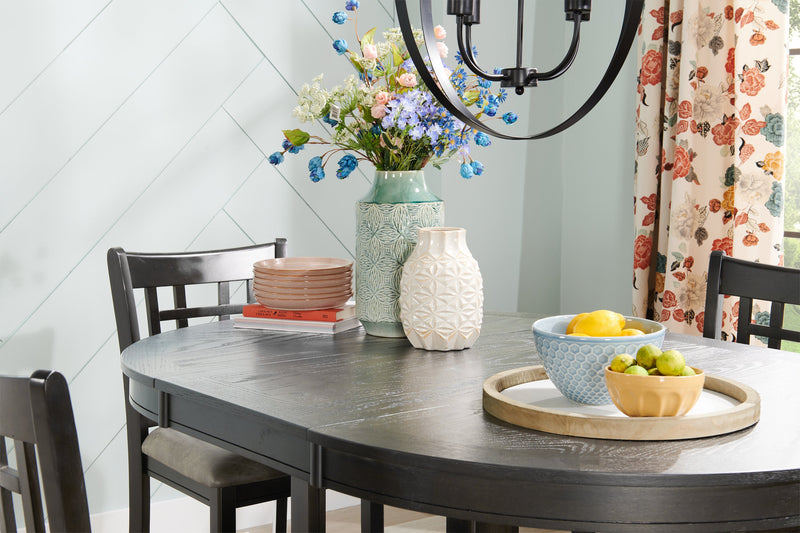 Dena 5pc Dining Set with Table & Chairs, 42-60\"W Extension, Round  - Grey