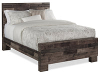 Derekson Panel Bed with Headboard & Frame, Grey - Queen Size 
