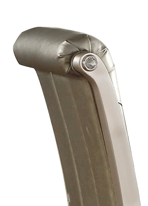 Diva Dining Chair with Vegan-Leather Fabric, Button Tufted - Silver Grey