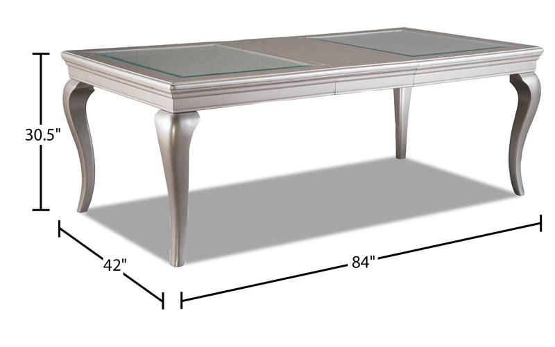 Diva 5pc Dining Set with Table & 4 Chairs, 66-84\"W Extension - Silver Grey