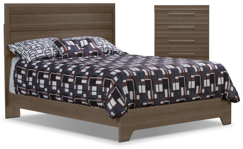 Olivia 4-Piece Queen Bed and Chest Package – Grey