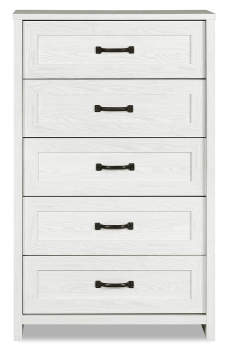 Dove Bedroom Chest of Drawers, 5-Drawer, 30.5\"W x 49\"H, Made in Canada - White