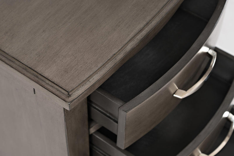 Downtown  18\" Modern Chairside Table with Storage - Grey Brown Wood