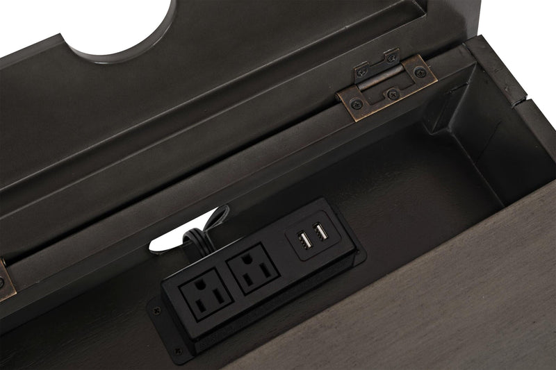 Downtown  18\" Modern Chairside Table with Storage - Grey Brown Wood