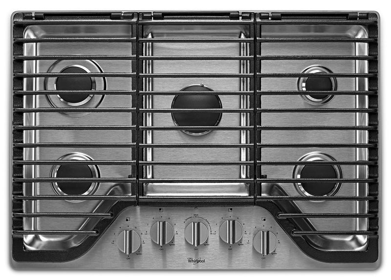 Whirlpool® 30-inch 5 Burner Gas Cooktop with EZ-2-Lift™ Hinged Cast-Iron Grates - WCG97US0HS