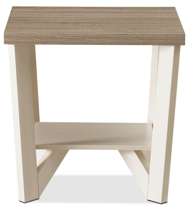 Arika 47.5\" Modern 3-Pack Coffee + 2 End Tables with Shelf - Ivory 