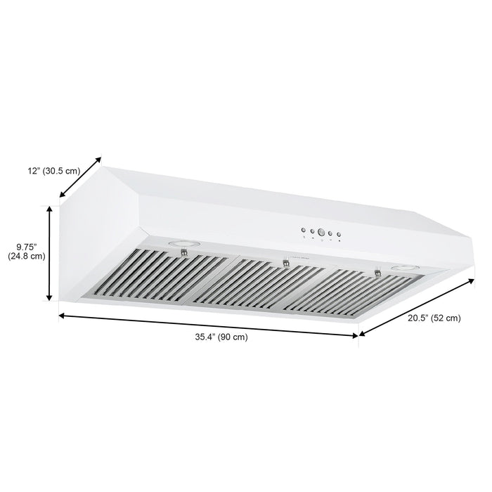 Ancona 36\" Ducted Under Cabinet Range Hood - AN-18043WH