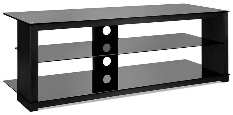 Bello 48\" Modern TV Stand with Storage and Cable Management for TVs up to 55\"- Black with Glass