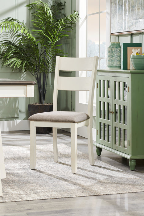 Echo 7pc Dining Table Set with Table & 6 Chairs, Storage Drawers, Trestle Base, 70\"W - White/Grey