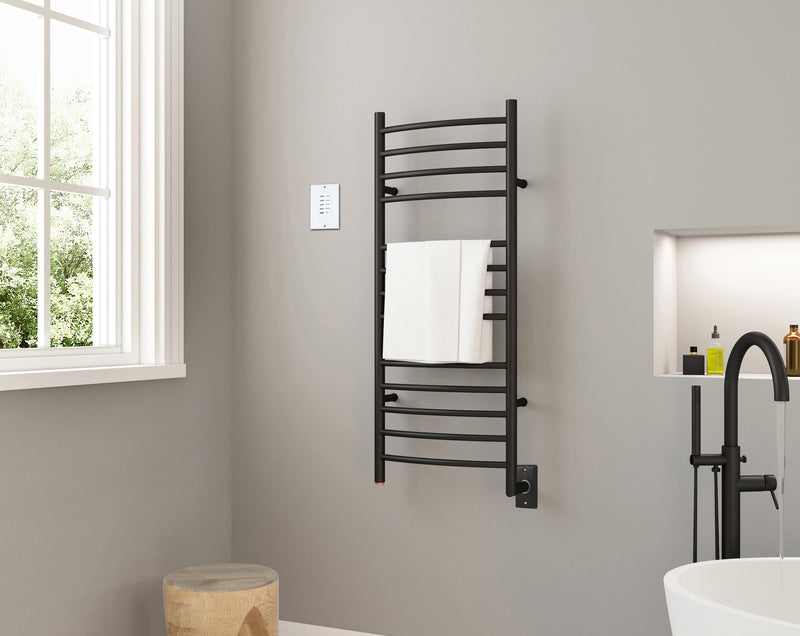 Ancona Svelte Rounded 13-Bar Hardwired Towel Warmer with Wall Countdown Timer - AN-5424-TWCD01
