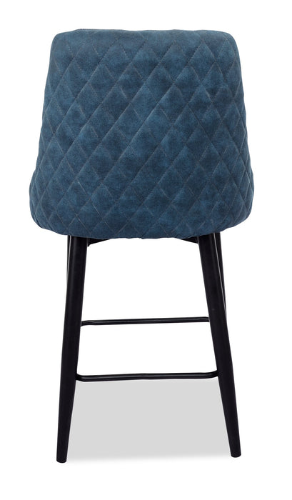 Eden Counter-Height Stool with Linen-Look Fabric, Metal - Blue