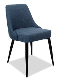 Eden Dining Chair with Linen-Look Fabric, Metal - Blue 