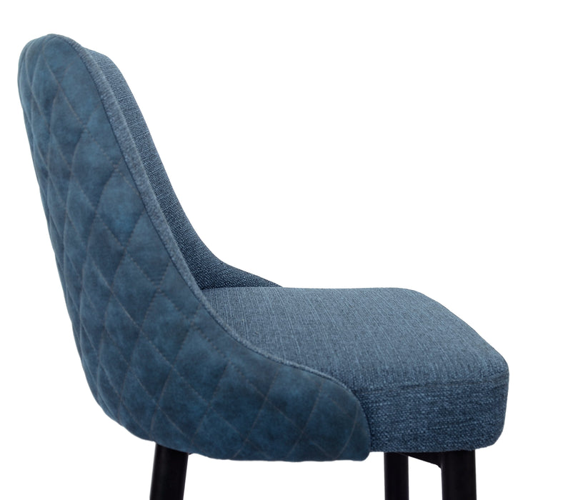 Eden Dining Chair with Linen-Look Fabric, Metal - Blue