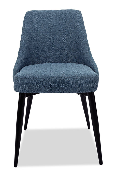 Eden Dining Chair with Linen-Look Fabric, Metal - Blue